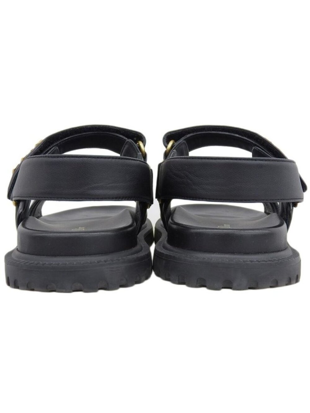 Dior Act Lambskin Metal Logo Back Strap Sandals Black Gold - Picture 3 of 6